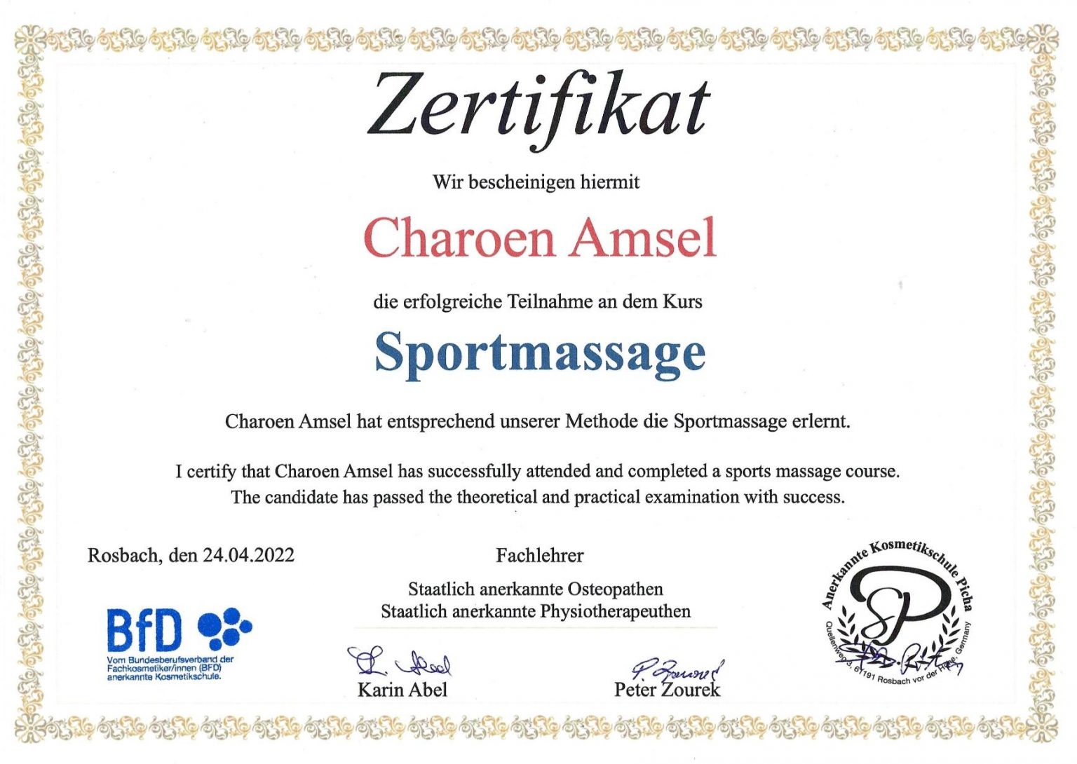 Sport Massage Zertifikat